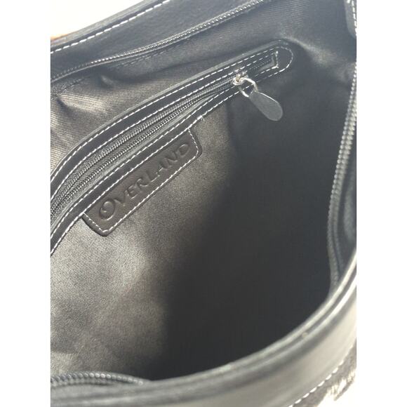 Overland Leather & Cowhide Crossbody Saddle Bag Black/White Boho Western - Picture 2 of 14